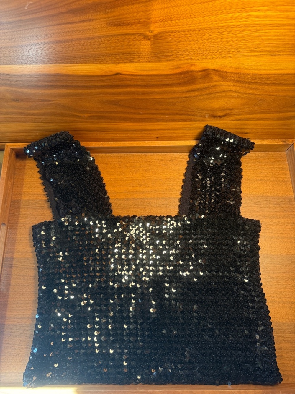 Vintage Tat Saunders Ritz Carlton Hotel / Black Sequin Crop Tank Top